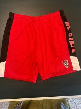 STATE Red Men's Athletic Shorts with Black & White Panels